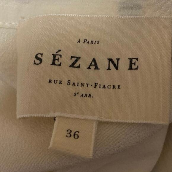 Sezane 100% Silk Cream White Polka Dot Button Down Long Sleeve Blouse Top Size 4 - Picture 3 of 4